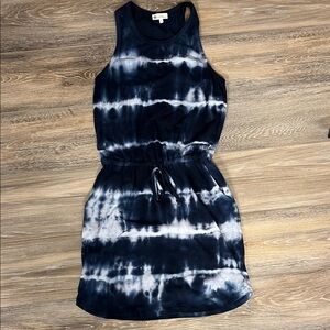 Sundry for Evereve Navy and White Tie-Dye Cotton Dress